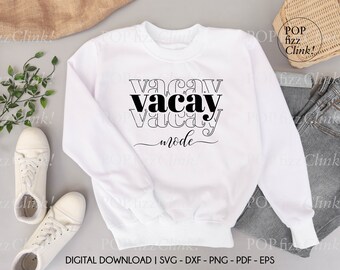 Vacay mode svg, Modo vacaciones activado, Camisa de verano svg, Camisa de playa svg, Trip svg, Camisa de vacaciones familiares svg, Escuadrón de vacaciones svg, png, dxf