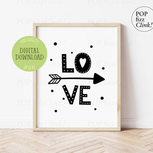 Boho nursery poster, Kids wall art, Love poster for playroom, Tribal hand drawn nursery wall decor, Playroom wall decor, Digital download