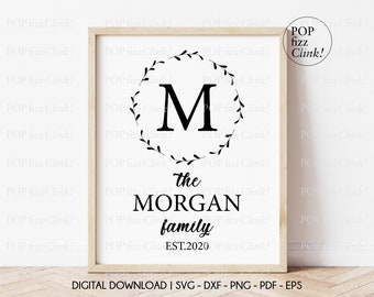 Family name svg, Botanical wreath svg, Last Name svg, Established svg, Family monogram svg, Family name png