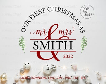 Our first christmas as mr and mrs svg, Family svg, First christmas married svg, First christmas as a family svg, Family christmas sign