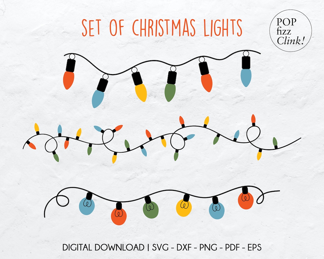 Christmas Lights Cut File, Christmas Lights Strand Svg, Cricut Set of Christmas Lights