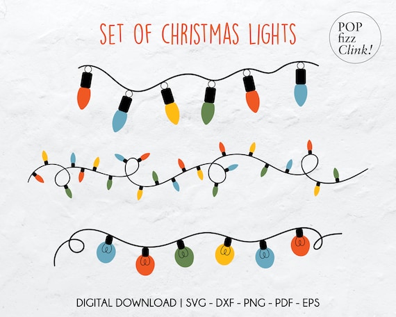 Weihnachtslichter Plotterdatei, Weihnachtslicht strang svg, Cricut Set von Weihnachtslichtern, Weihnachtslichter Clipart, Weihnachten Glühbirne png