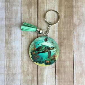Porte-clés tortue de mer - Porte-clés double face tortue de mer - Cadeau pour les amoureux de l’océan
