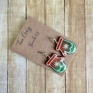 Orecchini guanto rosso e verde - Orecchini guanto natalizio - Orecchini in argento sterling 925 e resina - Orecchini invernali