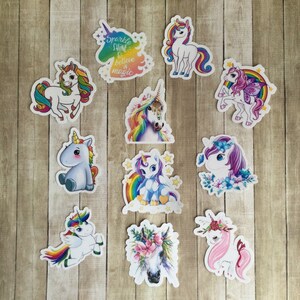 Unicorn Sticker Pack, Fully Waterproof Vinyl, Laminated, Contain 11 2.5” Stickers