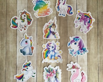 Lot d'autocollants Licorne - Autocollants en vinyle imperméables pour albums de scrapbooking et carnets