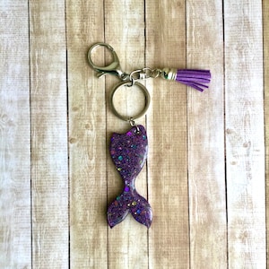 Zeemeermin staart sleutelhanger - zeemeermin minnaar sleutelhanger - glitter portemonnee charme - cadeaus voor oceaanliefhebbers onder de 20