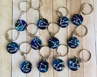 Resin Zodiac Keychain Zodiac Custom Hotel Key Tag W/ Constellation