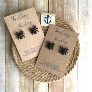 Spider Earrings - 925 Sterling Silver And Resin Stud Earrings - Spider Halloween Earrings- Handmade Halloween Jewelry - Spider Jewelry