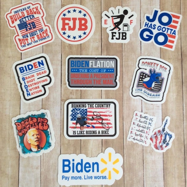 Anti Biden Vinyl Decal Sticker Pack, FJB, Donkeypox, Fully Waterproof Vinyl, Laminated, Funny Political Stickers, Joe Has Gotta Go