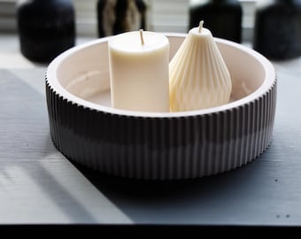 Handmade Eco-Resin Decorative Bowl (Large, Striped Edge)