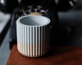 Handmade Eco-Resin Decorative Candle Holder or Succulent Pot (Striped)