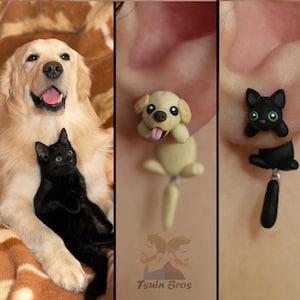 Your Pets in Earring Form • Personalized Polymer Clay Earrings • Handmade Gift for Animal Lovers • Custom earrings of your Cats and Dogs