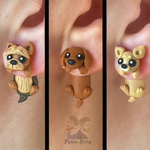 Dog earrings: Yorkshire Terrier, Dachshund and Chihuahua, 100 % Handmade.