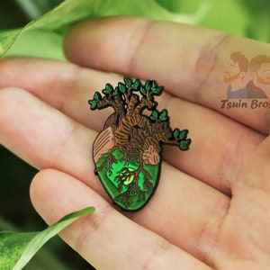 Nature Heart pin. Enamel pin. Gaia Gea. Biology and plant pin.