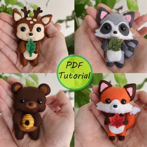 Forest Animals: Deer, Raccoon Bear and Fox. PDF Pattern and simple tutorial included.