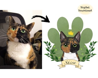 Benutzerdefiniertes Katzenportrait, personalisierte Katzenzeichnung. Besonders für Katzenliebhaber.