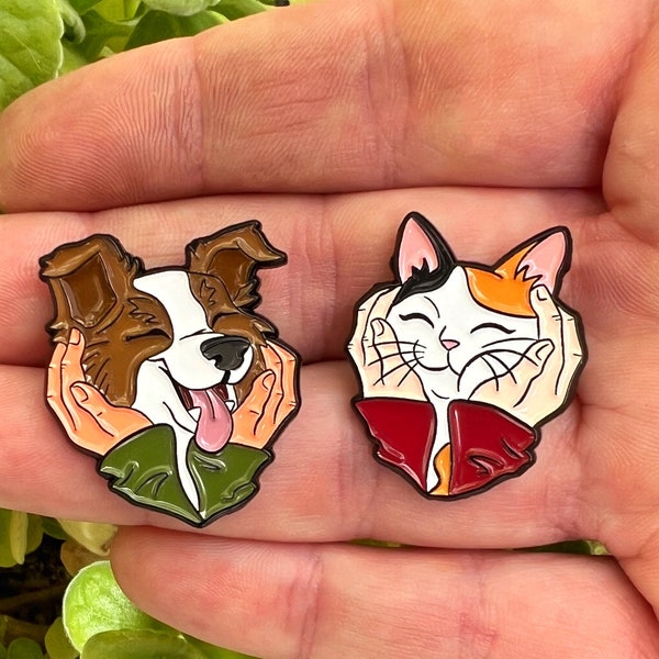 Cat lover and Dog lover pins.