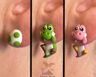 Dinosaur Polymer Clay earrings – Gamer accessories - Hypoallergenic earrings - 100% Handmade