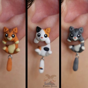 Cat earrings, 100 % Handmade. imagen 1