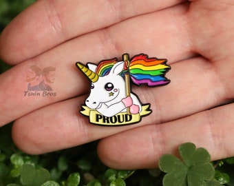 Gay Stolz Einhorn Pin. Emaille-Pin. LGTB Regenbogen-Pin.