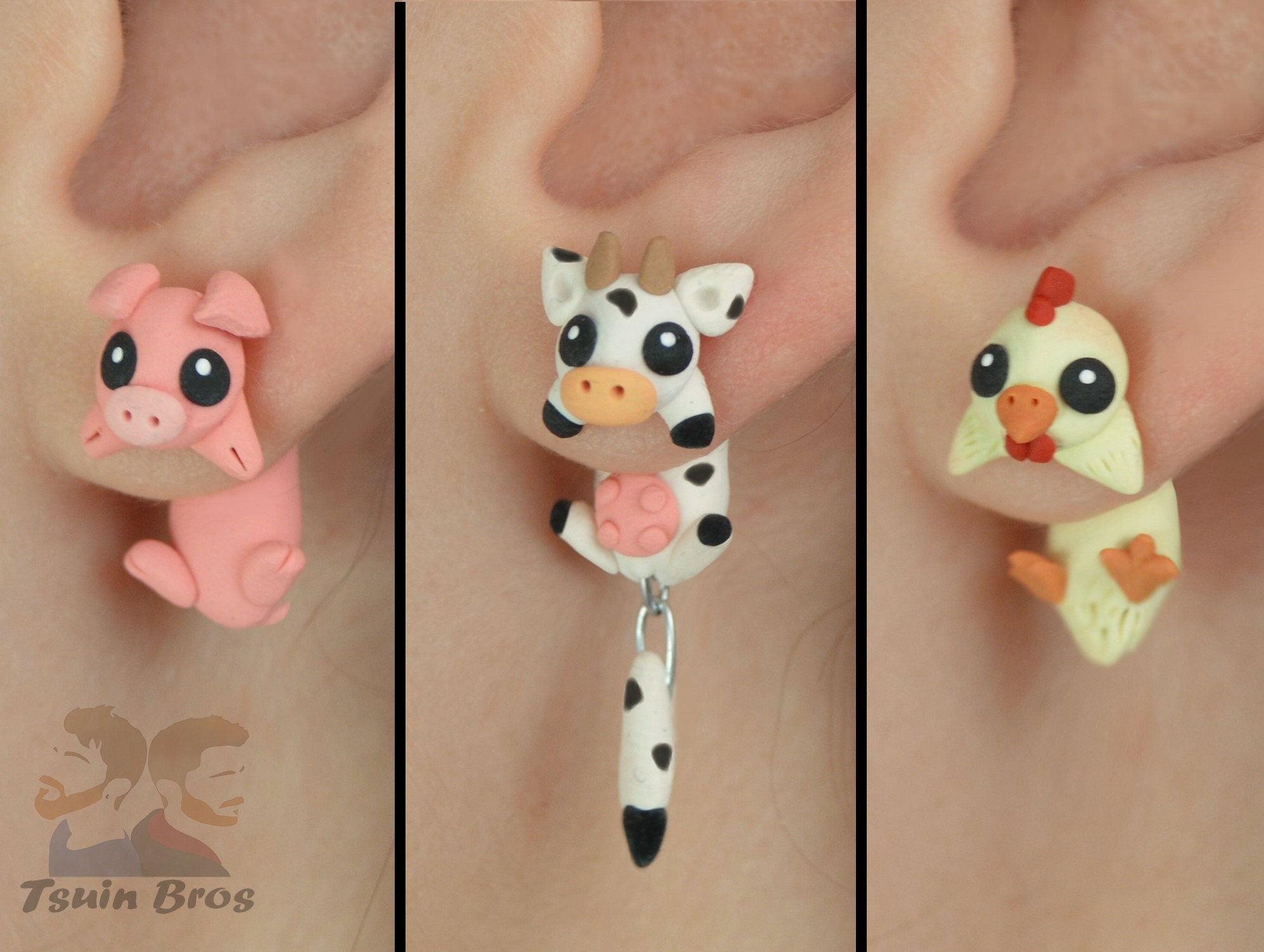 Polymer Clay Animal Earrings - Etsy Polymer Clay Animal Earrings - Etsy