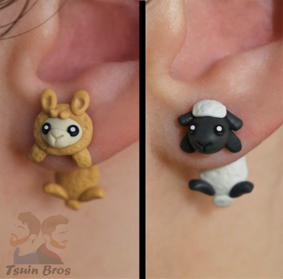 Animal Earrings Alpaca or Sheep 100 Handmade. Etsy Australia