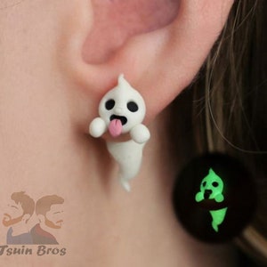 Ghost earring, 100 % Handmade. Glows in the dark!