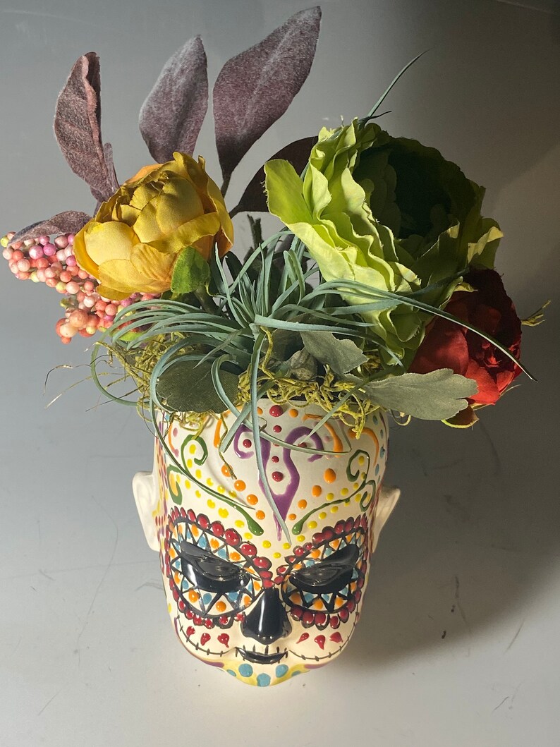 Dia de los Muertos Sugar Skull Floral Vase Etsy