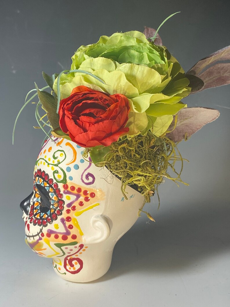 Dia de los Muertos Sugar Skull Floral Vase Etsy