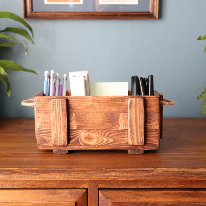 Wooden Desk Tidy Etsy UK