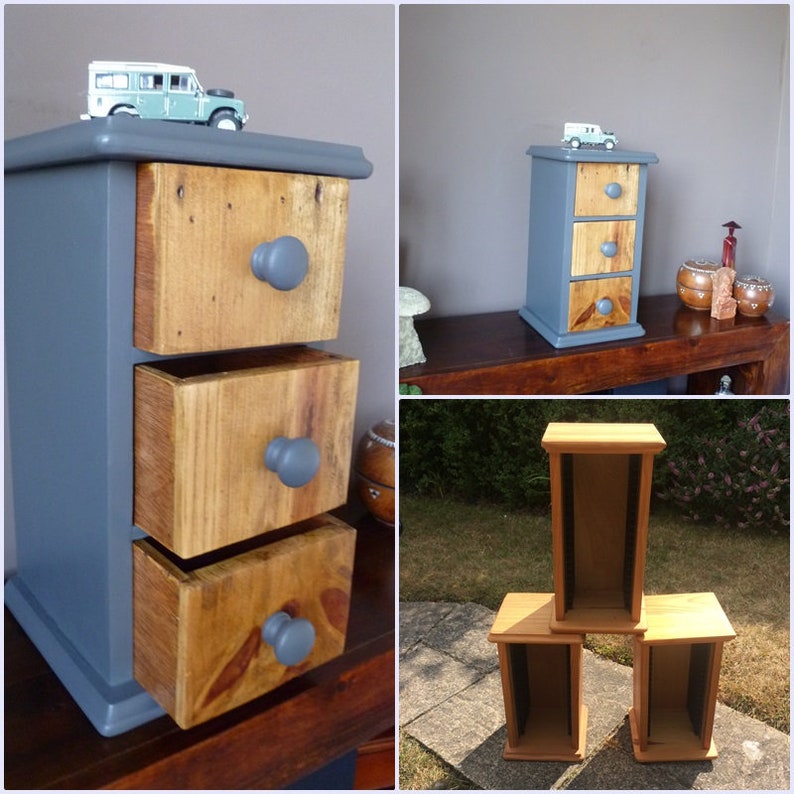Mini Chest with 3 drawers Repurposed from an old CD Rack in Etsy