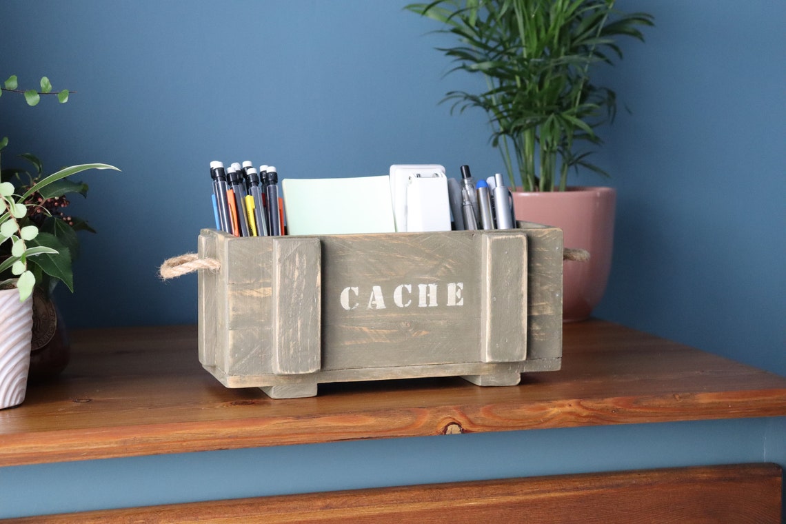 Reclaimed Wood Desk Tidy Desk Organiser Pen Holder Miniature Etsy