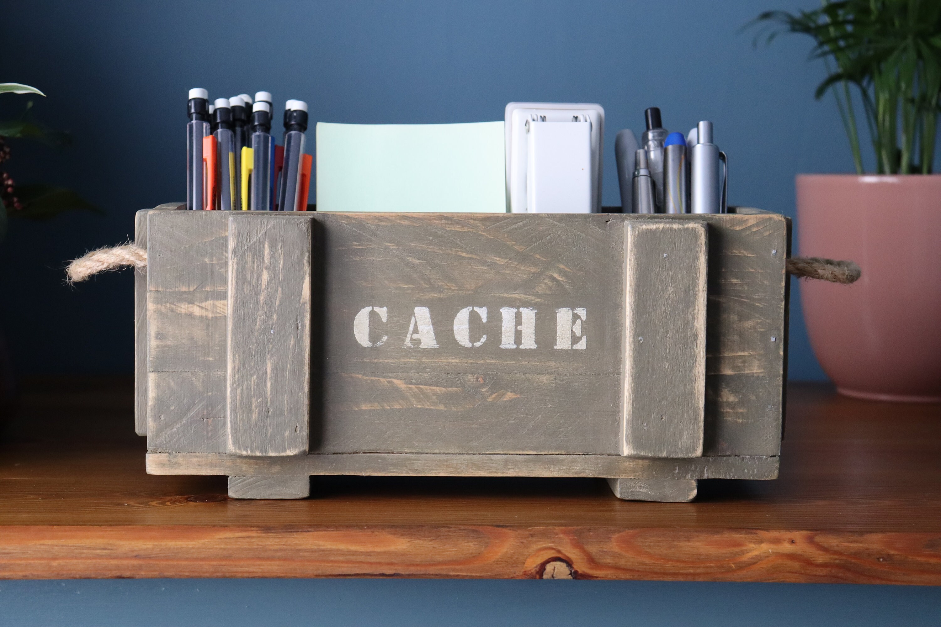 Reclaimed Wood Desk Tidy Desk Organiser Pen Holder Miniature Etsy