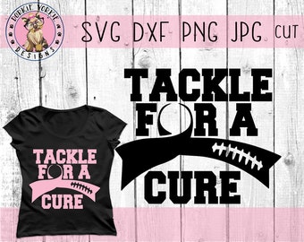 Tackle for a cure - svg, dxf, png, jpeg - breast cancer awareness, Pink, football laces - Cricut, Silhouette Cut File