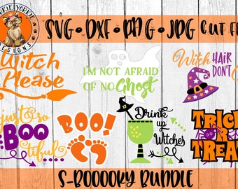 Halloween S-booky bundle - svg dxf png jpeg cut file - witch, boo, halloween, kids, printable stickers- Cricut, Silhouette Cutable file