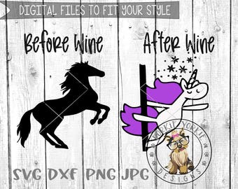 Before Wine After Wine  - svg, dxf, png, jpg - funny, Unicorn, Horse, Stripper Pole, Cricut, Studio Cutable file