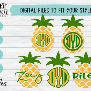 Paquete de monograma de piña - Split -svg, dxf, png, jpeg - Corte - estudio - Cricut, Estudio, Archivo imprimible, círculo