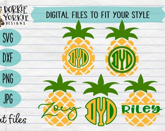 Pineapple Monogram Bundle - Split -svg, dxf, png, jpeg - Cut - studio - Cricut, Studio, Printable File, circle