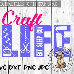 Craft Life, Eat Sleep Cut - svg, dxf, png, jpg  Scissors, Tape, Glue, eat, sleep, cut, glue, cricut, silhouette  - Cut File Printable