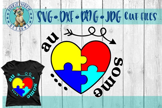 Download Free Autism Au Some Ausome Heart Puzzle Awareness Arrow Piece Etsy SVG Cut Files