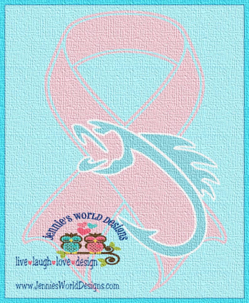 Fish hook, fishing Breast Cancer Awareness Ribbon SVG/DXF/PNG Cut File image 1