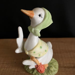 Straw Duck Candle Holder Vintage Duck Figurine Hand Painted 