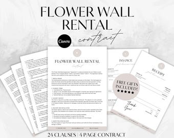 Flower Wall Rental Contract, Editable Flower Wall Renting Services Agreement, Event Floral Services, Florist Forms, Instant Download