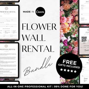 Blumenwand-Mietvertrags-Bundle, bearbeitbare Blumenwand-Mietdienstleistungsvereinbarung, Event-Blumendienste, Floristenformulare, Instagram-Posts