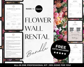 Flower Wall Rental Contract Bundle, Editable Flower Wall Renting Services Agreement, Event Floral Services, Florist Forms, Instagram posts