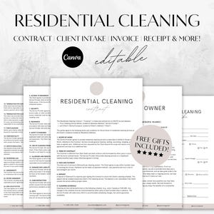 Residential Cleaning Business Forms Bundle, Editable Cleaning Contract, Cleaning Checklist, Cleaning Proposal, Cleaning Service, Intake Form