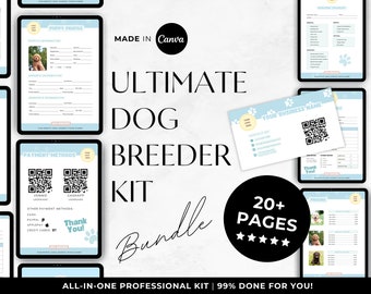 Dog Breeder Forms Kit, Puppy Records, Whelping Charts (Editable)