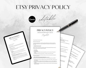 Etsy Seller Privacy Policy Template: CCPA & GDPR Compliant, Editable Canva Template
