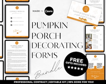 Pumpkin Porch Decorating Contract Template, Halloween Pumpkin Porch Invoice, Editable Contract Forms, Pumpkin Porch, Fall Decor Business